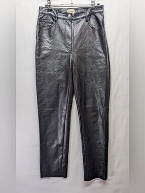 Wilfred Black Faux Leather Straight Pants